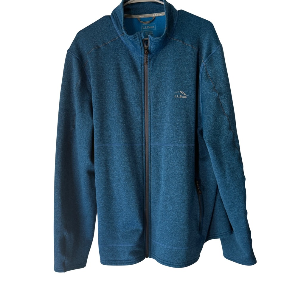 LL Bean Men's Fleece Jacket Full Zip Blue XL Regular‎ Lightweight Outdoor